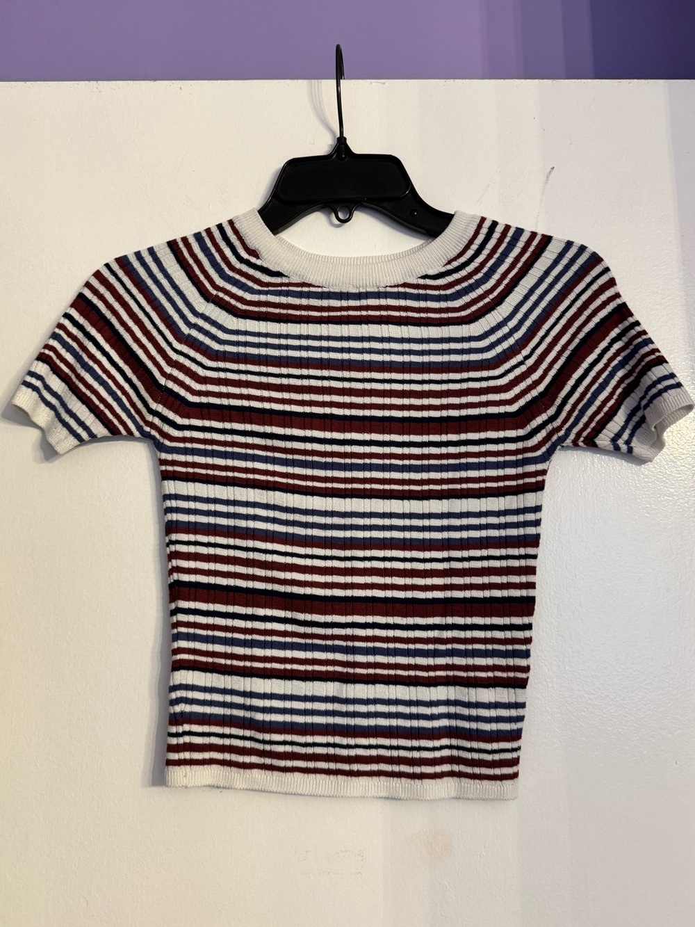 H&M Ribbed Slim Fit Short Sleeve Top